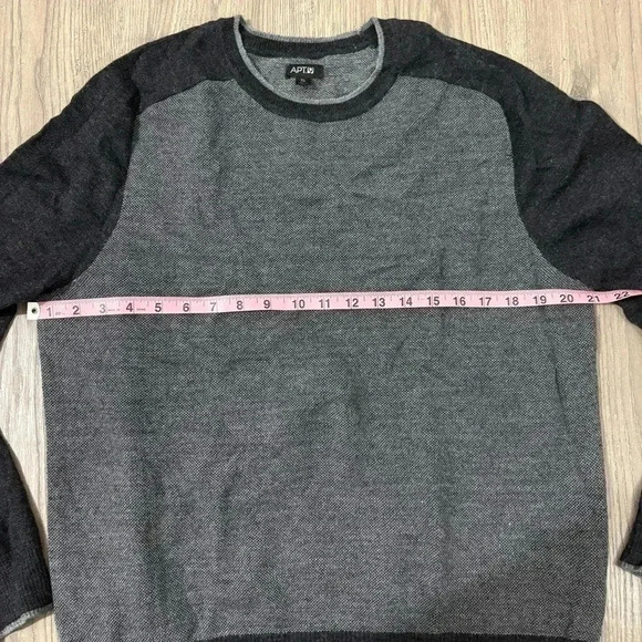 Apt. 9 Men’s Merino Wool Blend Knit Sweater Gray Black Soft Size XL - Picture 7 of 11